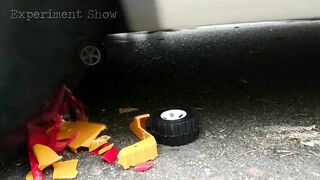 Experiment: Tractor Toy vs Car. Crushing Crunchy & Soft Things by Car