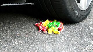 Crushing Crunchy & Soft Things by Car! EXPERIMENT: CAR vs RAINBOW TOWER RING