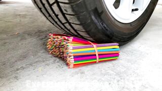 Crushing Crunchy & Soft Things by Car! Experiment: Car vs Rainbow Rattles