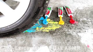 Crushing Crunchy & Soft Things by Car! Experiment: Car vs Toothpaste, Balloon
