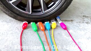 Crushing Crunchy & Soft Things by Car! Experiment: Car vs Rainbows Cans