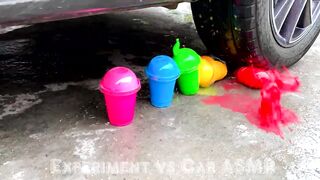 Crushing Crunchy & Soft Things by Car! Experiment: Car vs Colors Plastic Cup