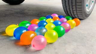 Crushing Crunchy & Soft Things by Car! Experiment: Car vs Rainbow Water Balloon