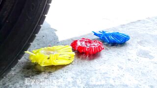 Crushing Crunchy & Soft Things by Car! Experiment: Car vs Rainbow Water Balloon