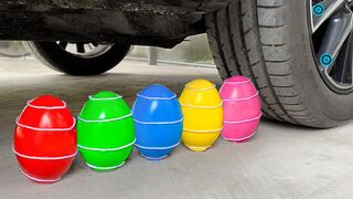 Crushing Crunchy & Soft Things by Car! Experiment: Car vs Rainbow Eggs