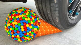 Crushing Crunchy & Soft Things by Car! Experiment: Car vs M&M Candy and Balloon