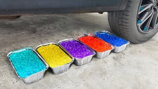 Crushing Crunchy & Soft Things by Car! Experiment: Car vs Rainbow Orbeez and Mentos