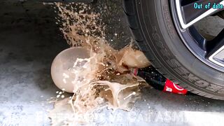 Crushing Crunchy & Soft Things by Car! Experiment: Car vs Mentos, Coca Cola & Balloon