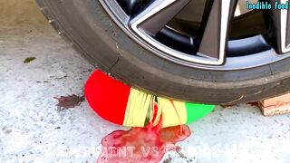 Crushing Crunchy & Soft Things by Car! Experiment: Car vs Color M&M Candy vs Plate