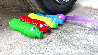 Crushing Crunchy & Soft Things by Car! Experiment: Car vs Coca Cola, Fanta, Mirinda Balloons