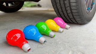 Crushing Crunchy & Soft Things by Car! Experiment: Car vs Rainbow Light Bulb