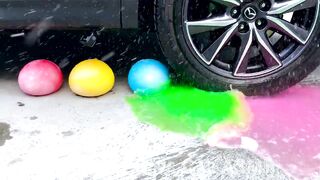 Crushing Crunchy & Soft Things by Car! Experiment: Car vs Rainbow Water in Balloons