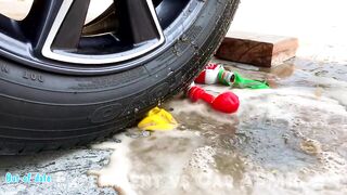 Crushing Crunchy & Soft Things by Car!- EXPERIMENT: Car VS Coca Cola, Fanta, Mirinda Balloons