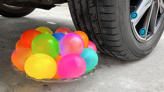 Crushing Crunchy & Soft Things by Car!- EXPERIMENT: CAR Vs Water in Color Balloons