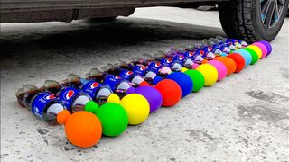 Crushing Crunchy & Soft Things by Car!- EXPERIMENT: CAR VS Pepsi and Balloons