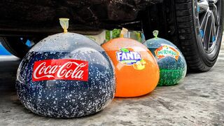 Experiment Car vs Coca Cola, Fanta, Mirinda and Balloons