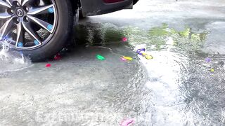 Crushing Crunchy & Soft Things by Car! EXPERIMENT: Car vs Rainbow Balloons