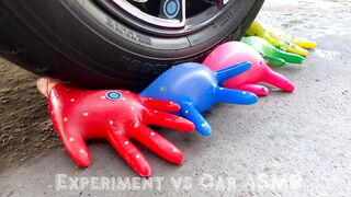 Crushing Crunchy & Soft Things by Car! EXPERIMENT CAR vs Rainbow Light Bulbs