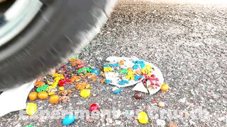 Crushing Crunchy & Soft Things by Car! EXPERIMENT CAR vs M&M Plate