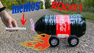 EXPERIMENT Cola and Mentos in Bottle! TURBO ROCKET!