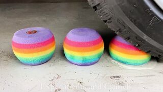 Experiment Car vs Rainbow Sponge! Experiments and Crunch things with car