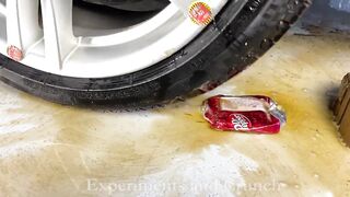 Experiment Car vs Different Cola and Watermelon! Experiments and Crunch things with car