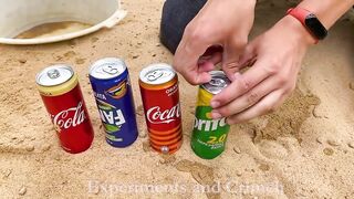 Experiment! Stretch Armstrong VS Coca Cola, Fanta, Sprite, Red Bull and Mentos In Underground | EaC