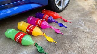 Crushing Crunchy & Soft Things by Car! Experiment: Car vs Rainbow Coca Cola Balloons