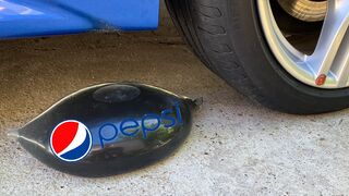 Crushing Crunchy & Soft Things by Car! Experiment: Car vs Pepsi, Fanta, Mirinda Balloons Condom