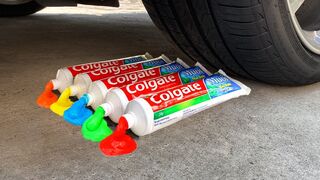 Crushing Crunchy & Soft Things by Car! - Experiment: Car vs Rainbow Toothpaste