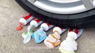 Crushing Crunchy & Soft Things by Car! - Experiment: Car vs Rainbow Toothpaste