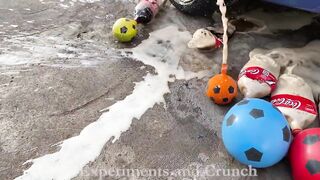 Crushing Crunchy & Soft Things by Car! Experiment: Car vs Cola vs Rainbow Balloons