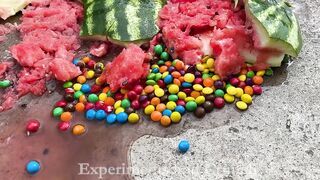 Experiment Car Vs Chocolate Candy M&M Watermelon Surprise Challenge