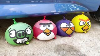 Crushing Crunchy & Soft Things by Car! Experiment: Car vs Angry Birds Balloons