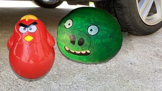 Experiment Car vs Angry Birds vs Slime Piping Bags!  Crushing Crunchy & Soft Things by Car