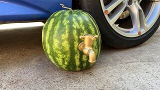 Experiment Car vs WaterMelon Juice! Crushing Crunchy & Soft Things by Car