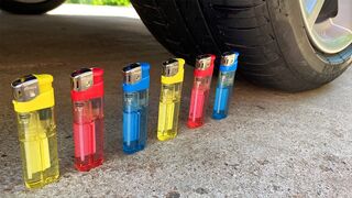 Crushing Crunchy & Soft Things by Car! EXPERIMENT CAR VS LIGHTERS