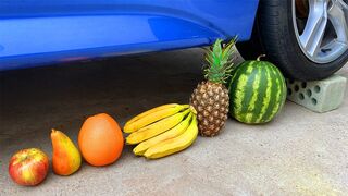 EXPERIMENT: FRUITS VS CAR  - Crushing Crunchy & Soft Things by Car!