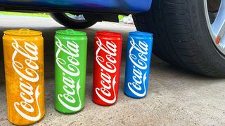 Experiment: Car vs Rainbow Coca Cola Cans - Crushing Crunchy & Soft Things by Car!