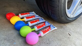Crushing Crunchy & Soft Things by Car! Experiment Car vs Rainbow Toothpaste