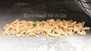 Crushing Crunchy & Soft Things by Car!- Experiment: Car vs Water Balloons, Banana, Porous Cake