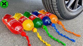 Crushing Crunchy & Soft Things by Car!- Experiment: Car vs Coca, Fanta, Mirinda Balloons #11