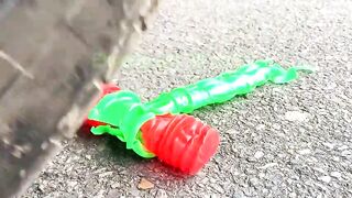 Crushing Crunchy & Soft Things by Car!- Experiment: Car vs Milk Bottle, Fruits, Candy Toys
