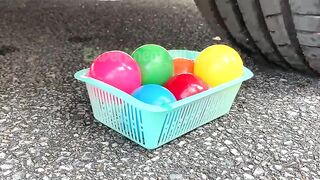 Crushing Crunchy & Soft Things by Car!- Experiment: Car vs Toothpaste and Fruits, Balloons Toys