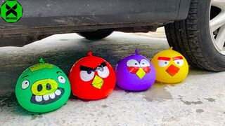 Crushing Crunchy & Soft Things by Car!- Experiment Car vs Angry Birds vs Balloons