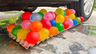 Crushing Crunchy & Soft Things by Car - Experiment: Car vs Water Balloons, Coca Cola Mirinda, Fanta
