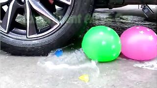 Crushing Crunchy & Soft Things by Car!- Experiment Car vs Balloons in Plastic Cups