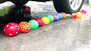 Crushing Crunchy & Soft Things by Car!- Experiment Car vs 24 Water Balloons | All 154