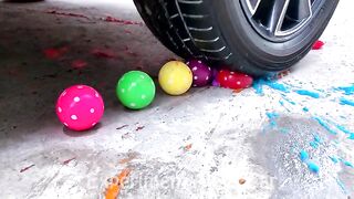 Crushing Crunchy & Soft Things By Car | Experiment: Car vs Balloons And Rainbow Water