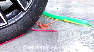 Crushing Crunchy & Soft Things By Car | Experiment: Car vs Balloons And Rainbow Water